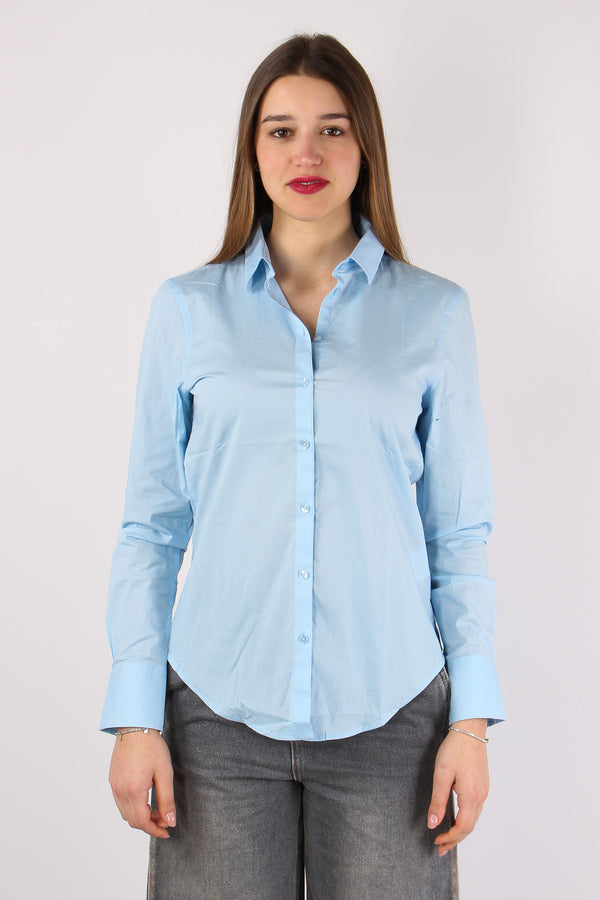 Camicia Slim Cotone Cielo