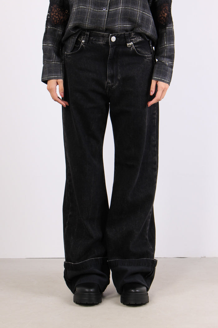 Wanda Denim Maxi Risvolto Denim Nero