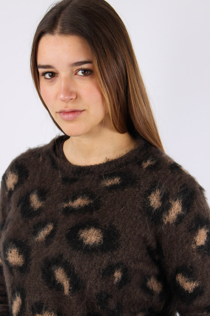 Girocollo Macula Misto Alpaca Marrone-8