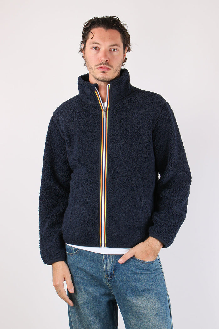 Felpa Teddy Reversibile Collo Blue Depth/blue