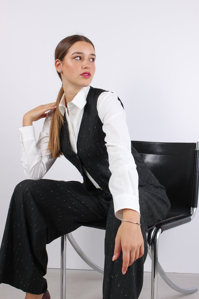 Gilet 4 Bottoni Filo Lurex Nero-2