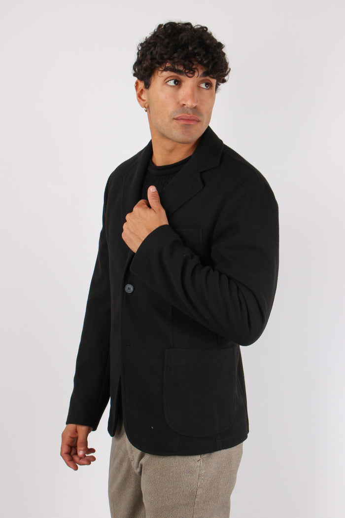 Giacca Basica Tasche Nero-7