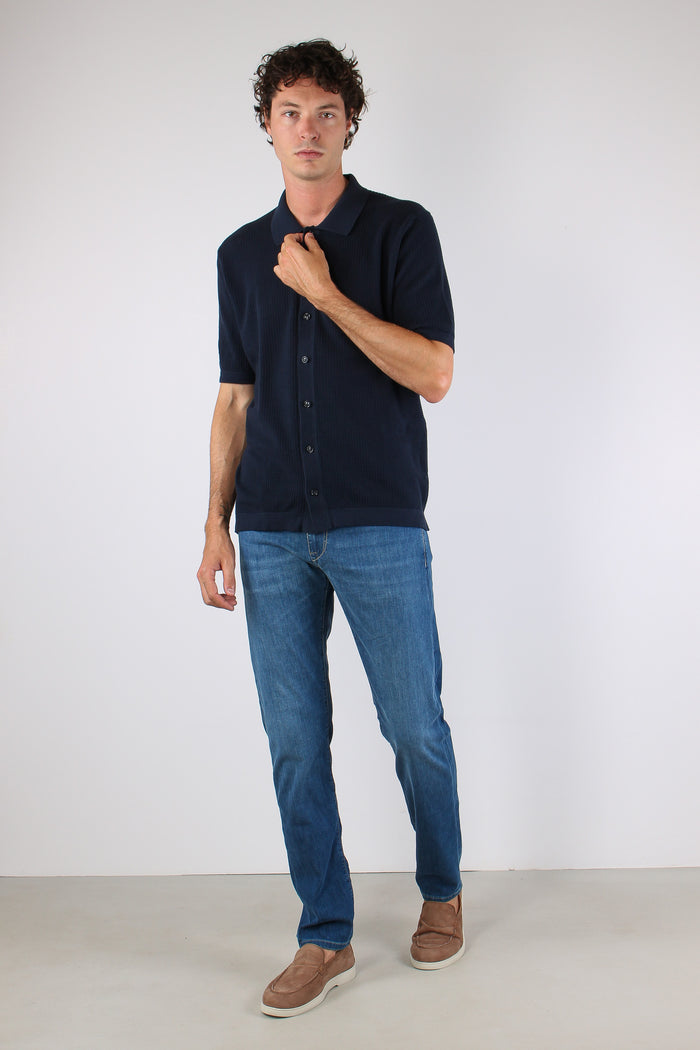 Polo M/m Lavorata Blu-5