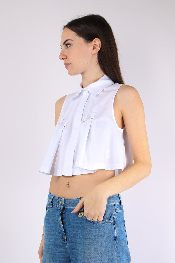 Camicia Corta Smanicata Bianco-5