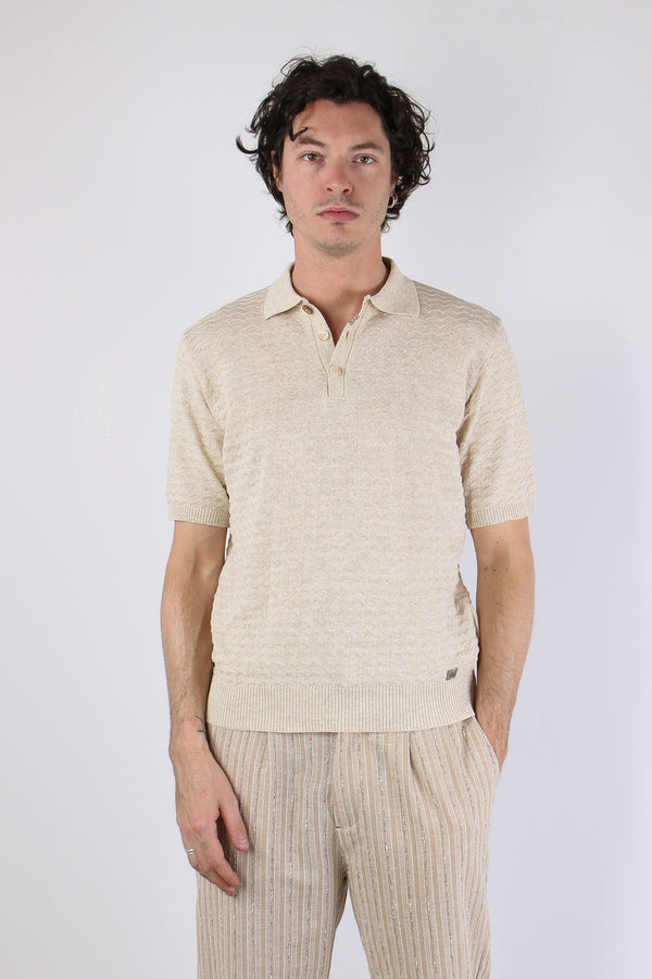Polo Cotone Lavorato Beige