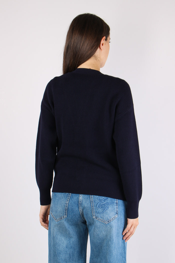 Cardigan Bottoni Gioiello Blu Notte-4