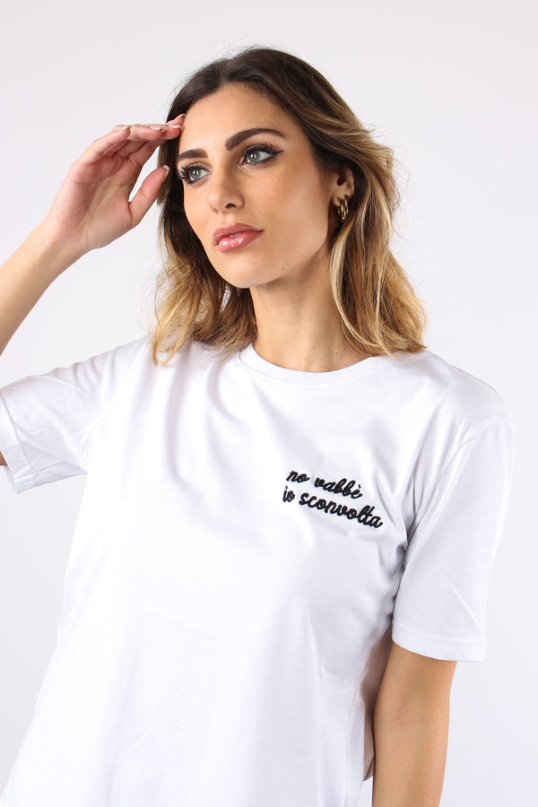 T-shirt Ricamo No Vabbe Io Sc Bianco-2