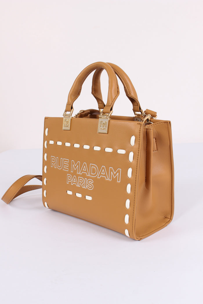 Shopping Mini Rigida Impunture Cognac-6