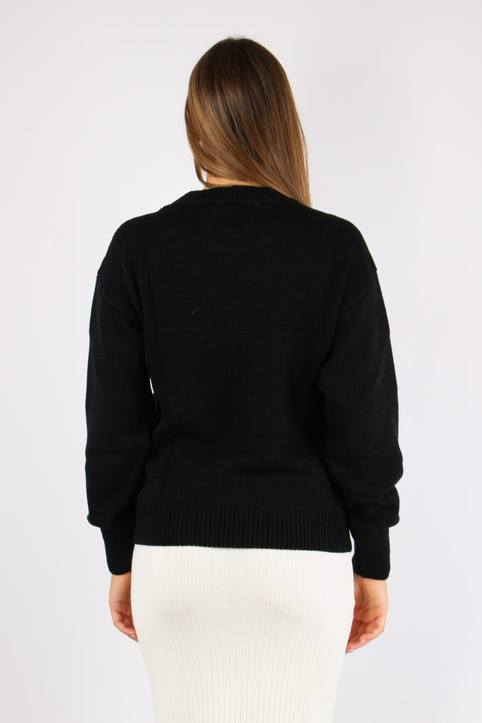 Maglia Logo Mohair Nero-5