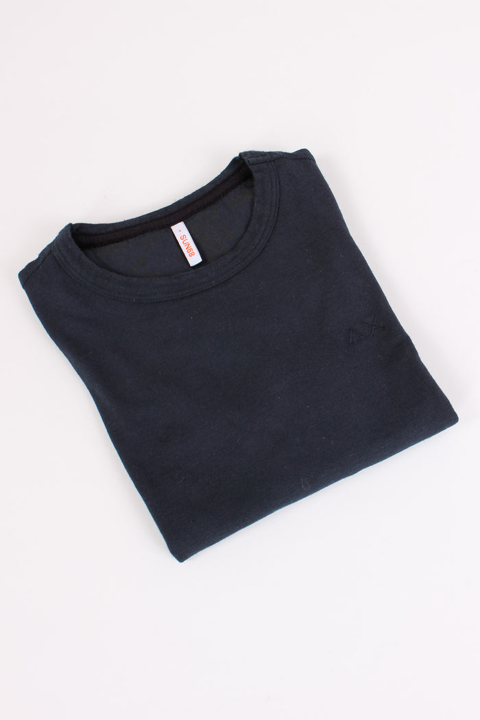T-shirt Cotone Fiammato Navy Blue-2