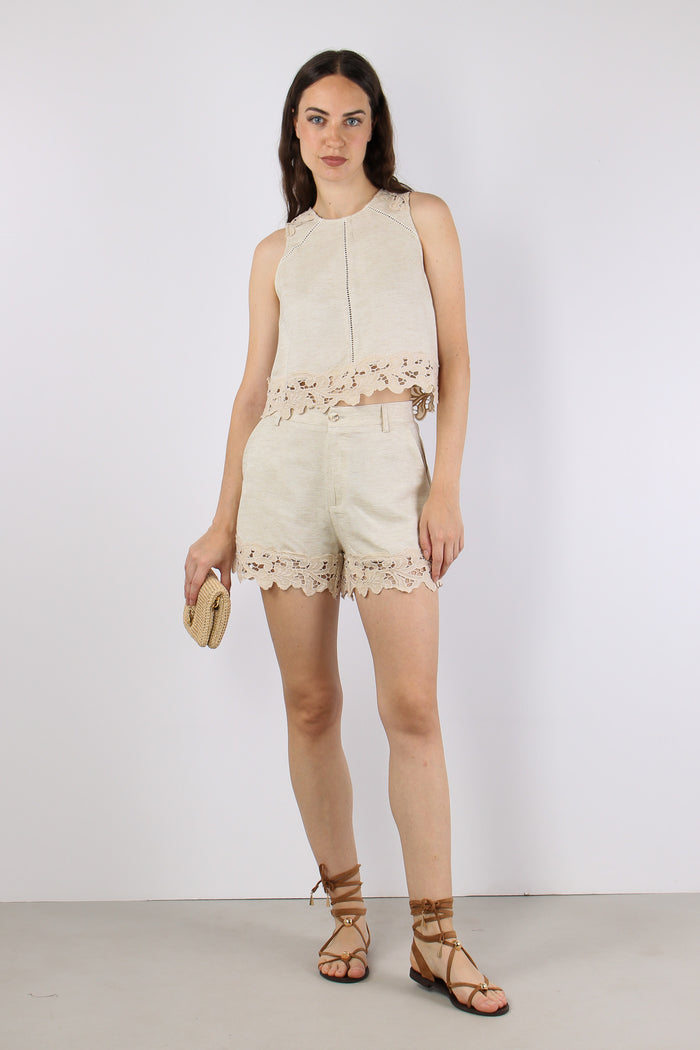 Short Fondo Macrame Ecru