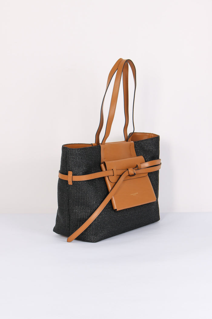 Belty Shopping Rafia Nero/cuoio-7