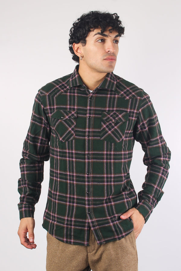 Camicia Texana Check Verde