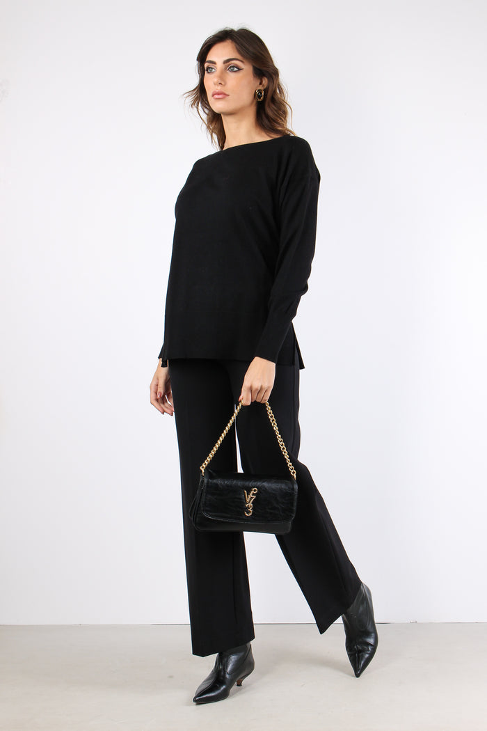 Maglia Over Viscosa Nero-4