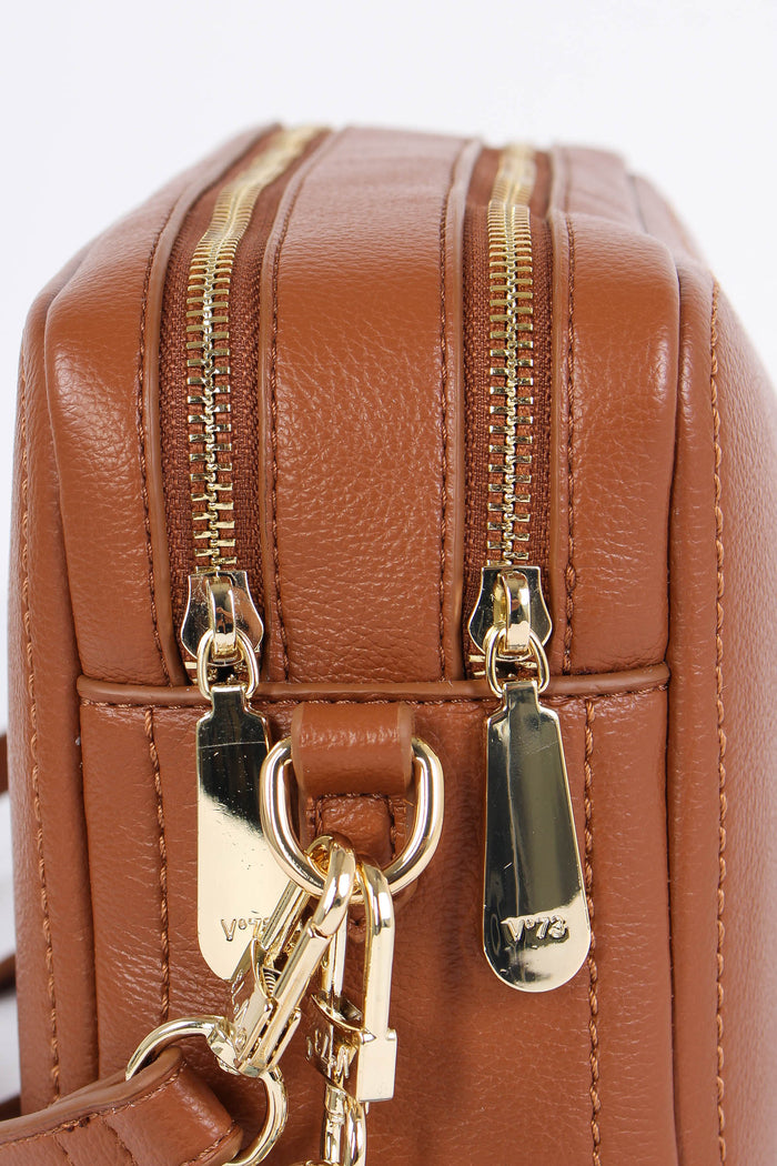 Penelope Tracolla Doppia Zip Cuoio-6