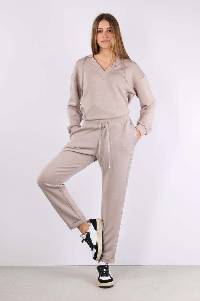 Pantaloni Modal Banda Strass Champagne