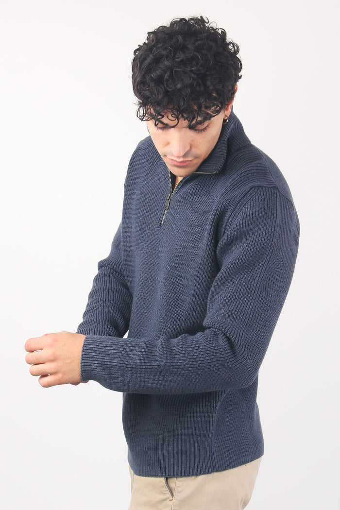 Maglia Mezza Zip Costa Inglese Blu Notte-5