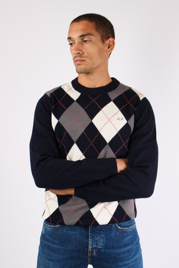 Maglia Losanghe Lana Cashmere Navy/grigio-2