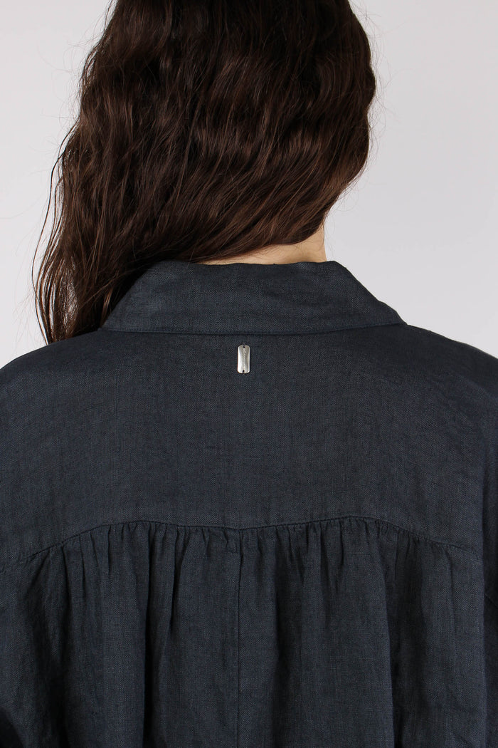 Camicia Over Lino Blue-8