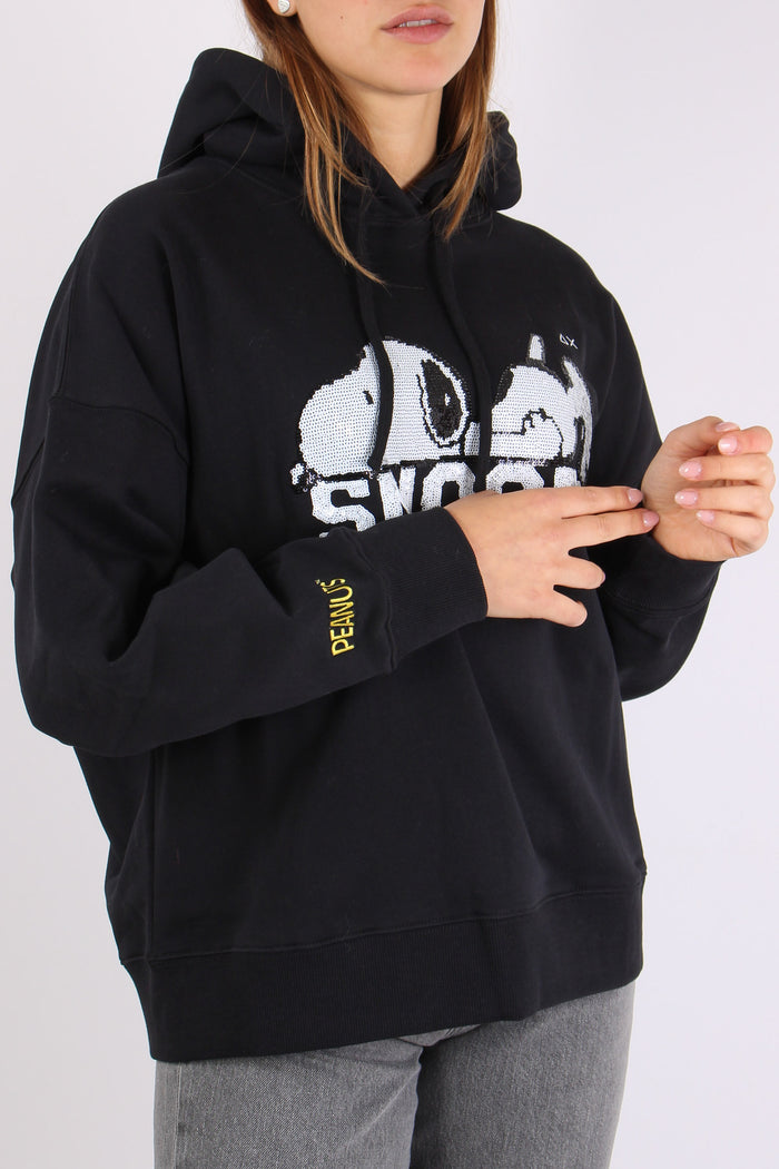 Felpa Cappuccio Snoopy Strass Nero-6
