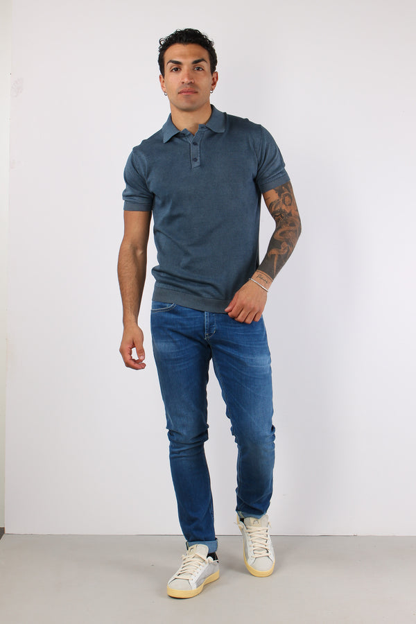 Polo Manica Corta Cotone Night Blue-2