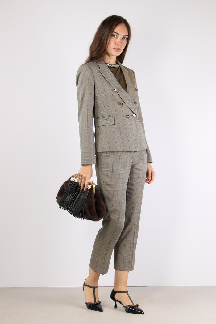 Ilyssa Giacca Doppiopetto Chec Fango/blu-7