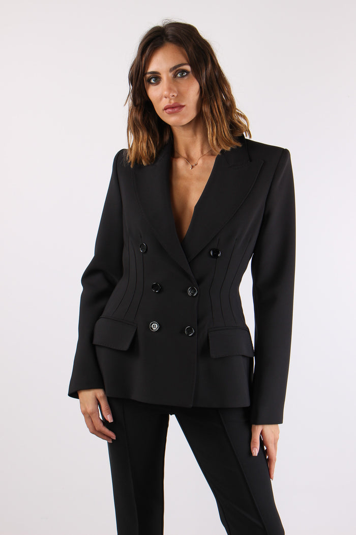 Giacca Doppiopetto Crepe Nero-4