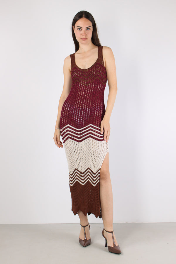 Abito Lungo Chevron Bordeaux-2