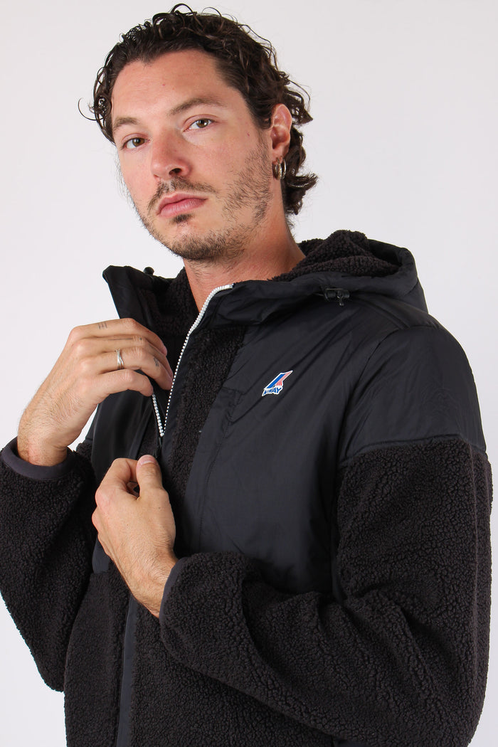 Giubbotto Cappuccio Inserto Teddy Black Pure-8