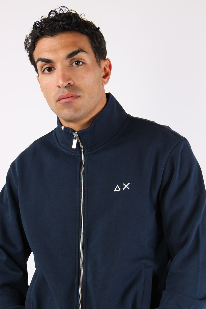 Felpa Full Zip Collo In Piedi Navy Blue-7