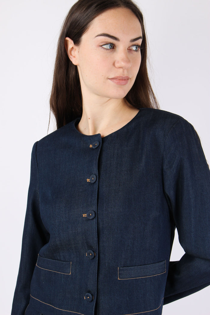 Giacca Chambry Bottoni Blu Denim-8