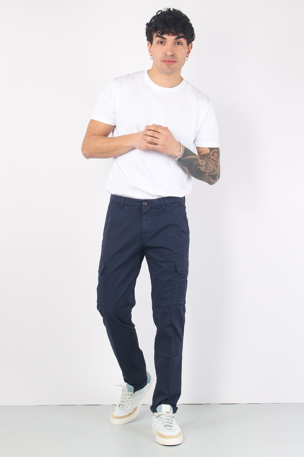 Pantalone Cargo Stretch Blu