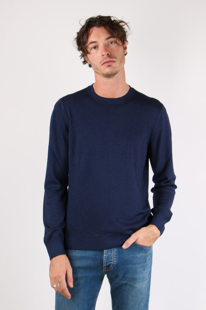 Maglia Lana Effetto Lavato Blu-3