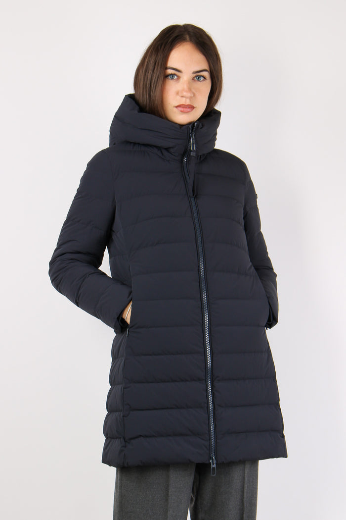 Piumino Lungo Trapunta Blu Scuro-6