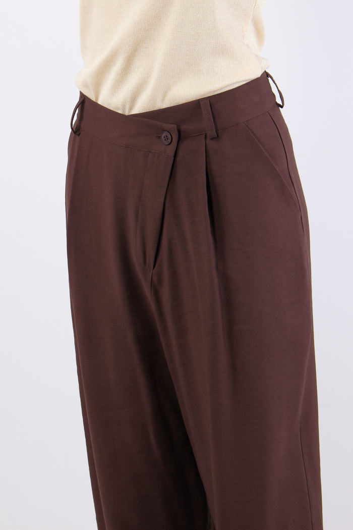 Pantalone Abbottonatura Asimme Cioccolato-7