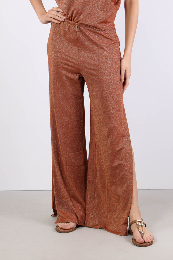 Pantalone Lurex Spacchi Laterali Ruggine-2