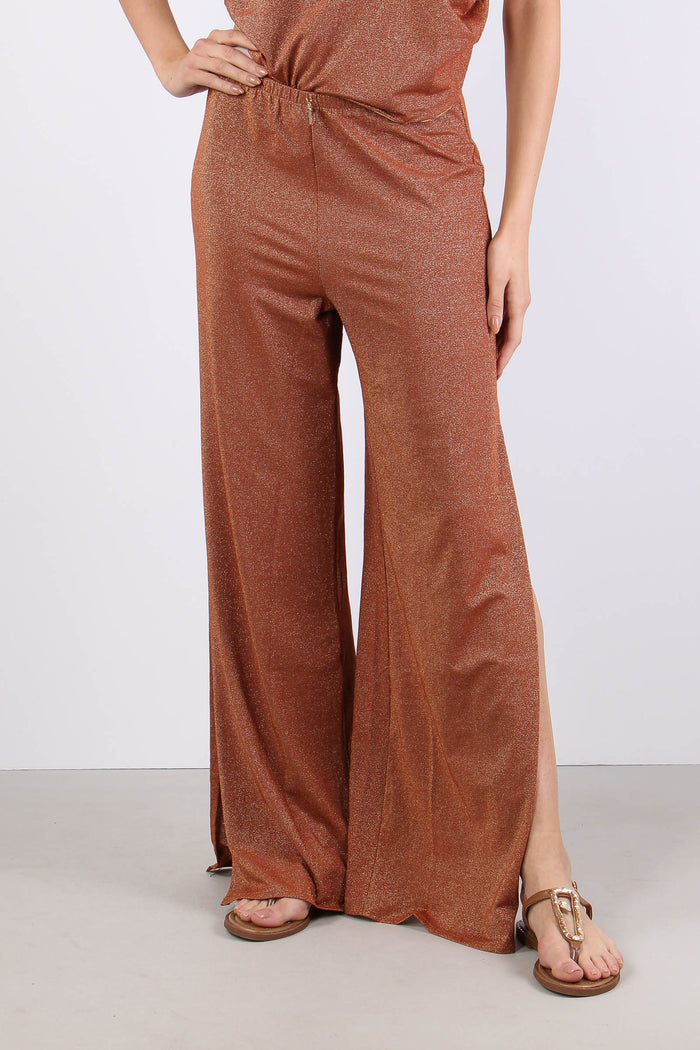 Pantalone Lurex Spacchi Laterali Ruggine-2