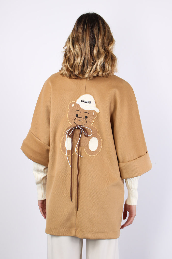 Cappotto Orsetto Patch Cammello-3