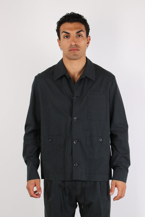 Canoa Giacca Camicia Tasche Nero-2