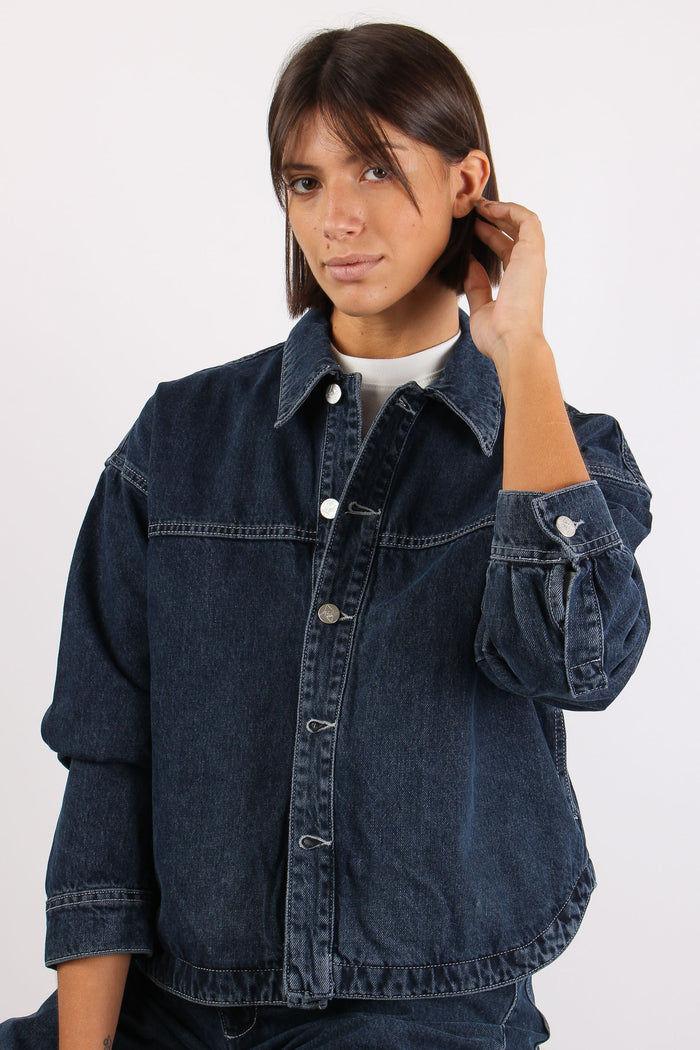 Camicia Cropped Denim Scuro-2