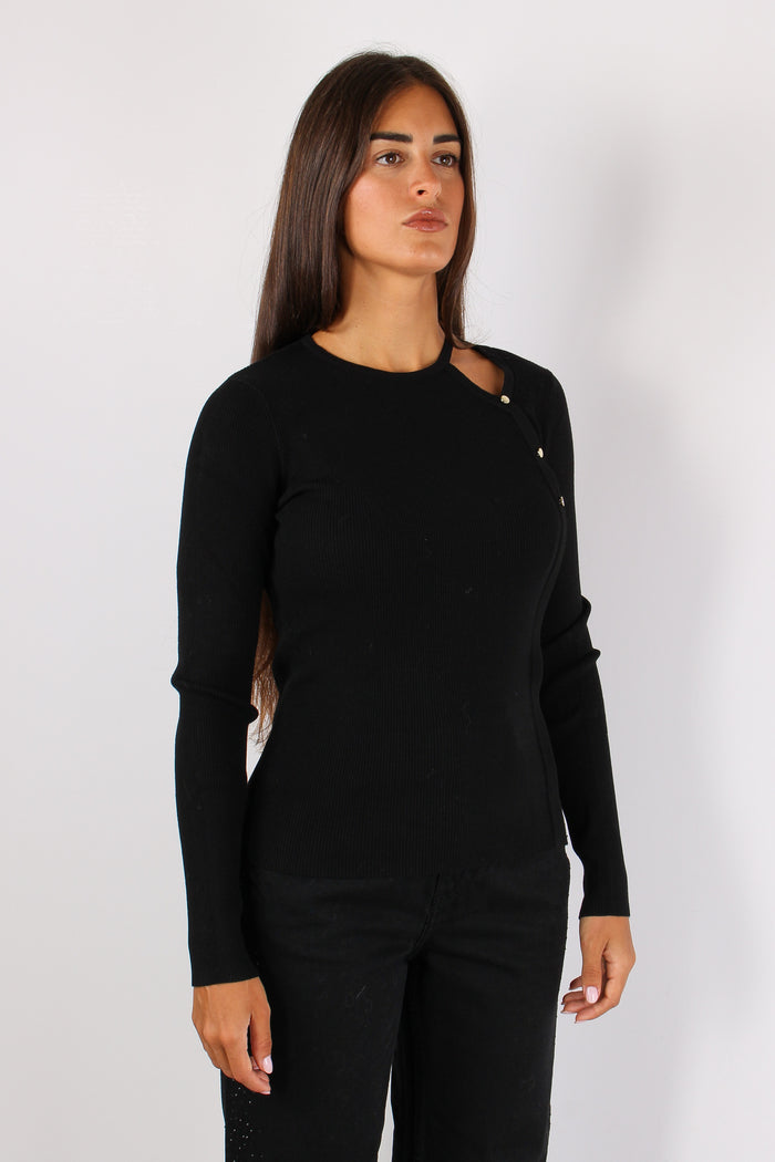 Bredele Maglia Costina Bottoni Nero-6