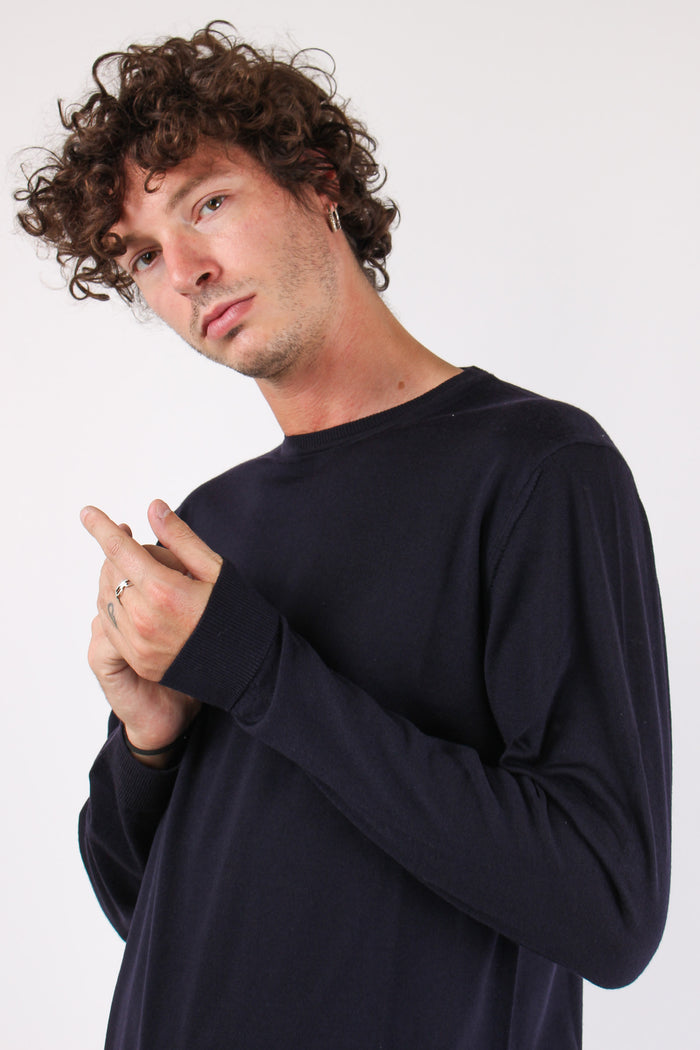 Maglia Girocollo Lana Merinos Blu-7