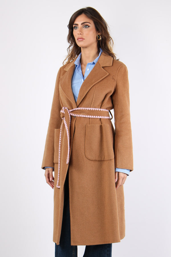 Cappotto Vestaglia Impunture Cammello-2