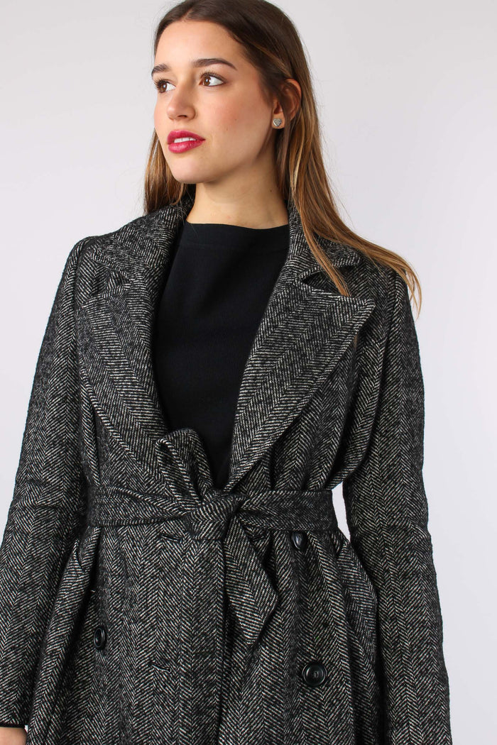 Cappotto Lungo Resca Nero/panna-7