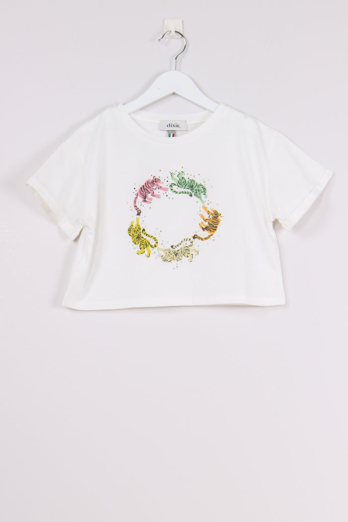 T-shirt Stampa Tigre Off White