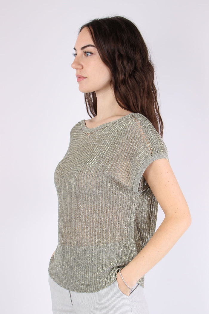Maglia Smanicata Lurex Cenere-5