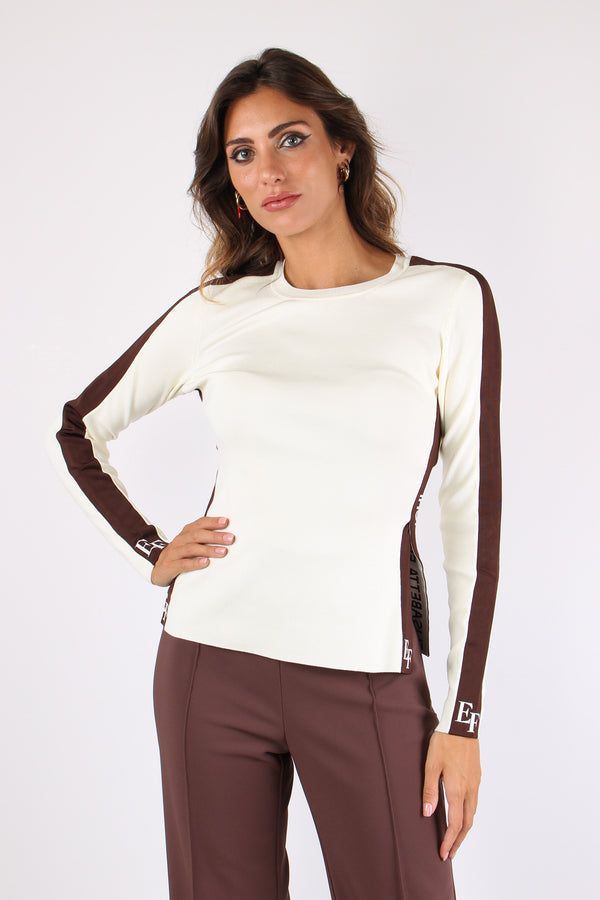 Maglia Tricot Spacchi Milk/coffee-2