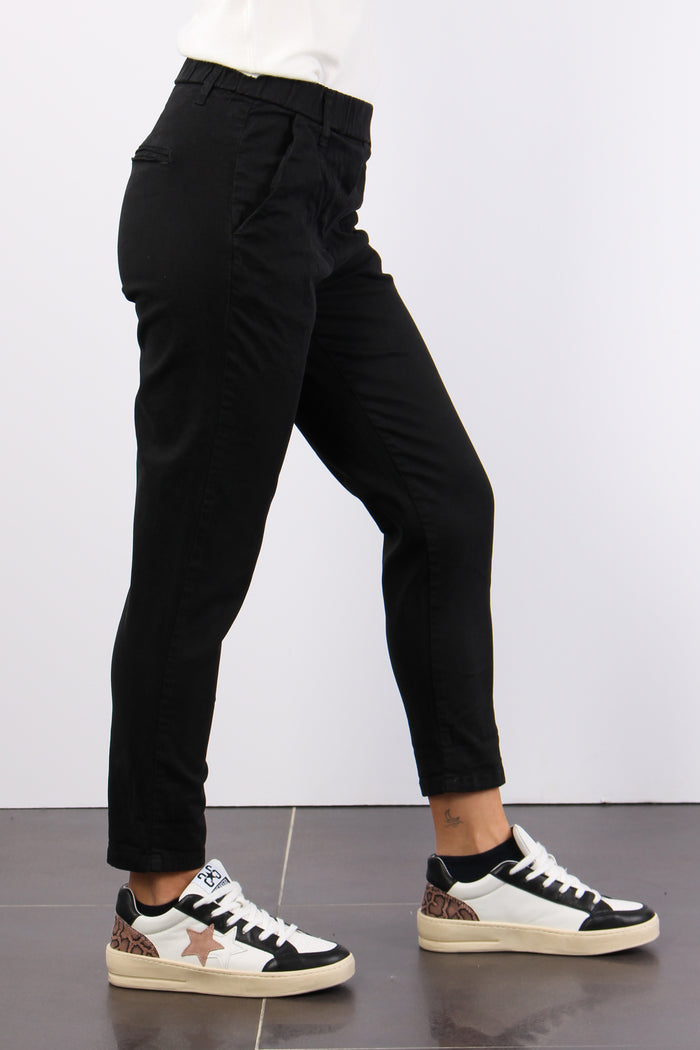 Pantalone Gabardina Elastico Nero-4