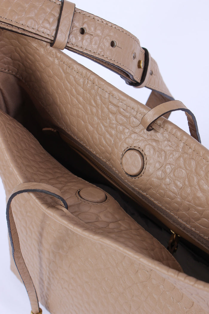 Carla Hobo Tracolla Pelle Martellata Taupe-8