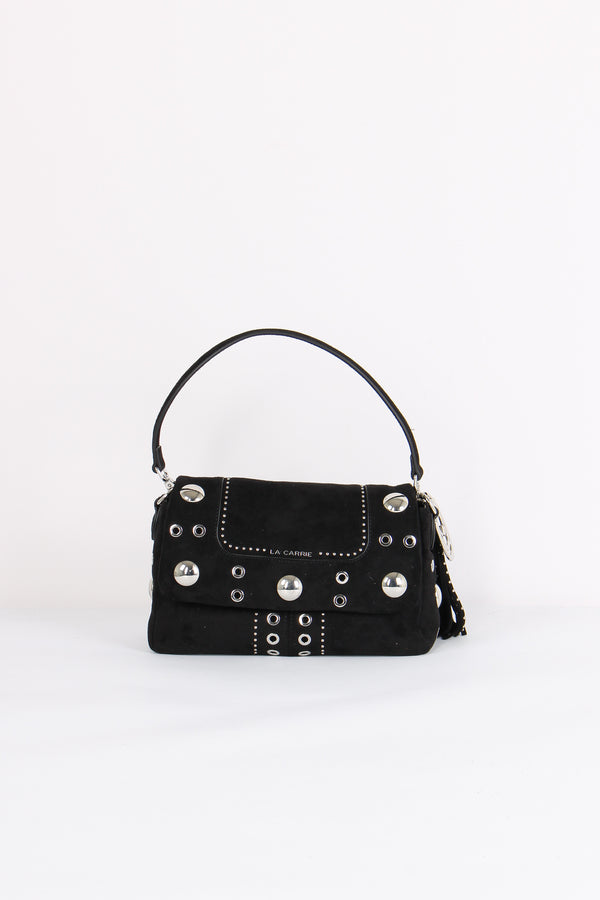 Tracolla Camoscio Maxi Borchie Black